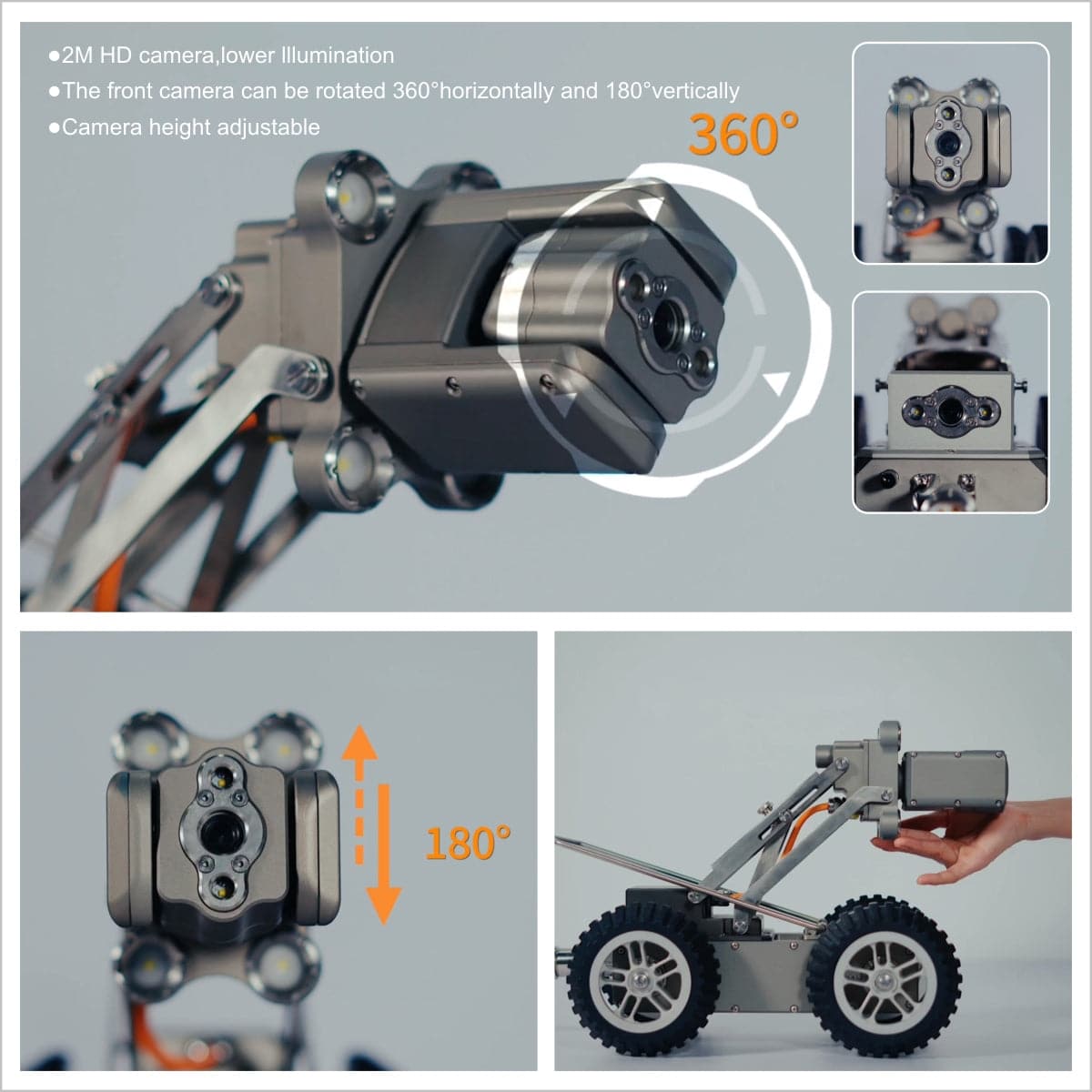 360 Rotation Endoscope Crawler Robot Sewer Camera | U99360