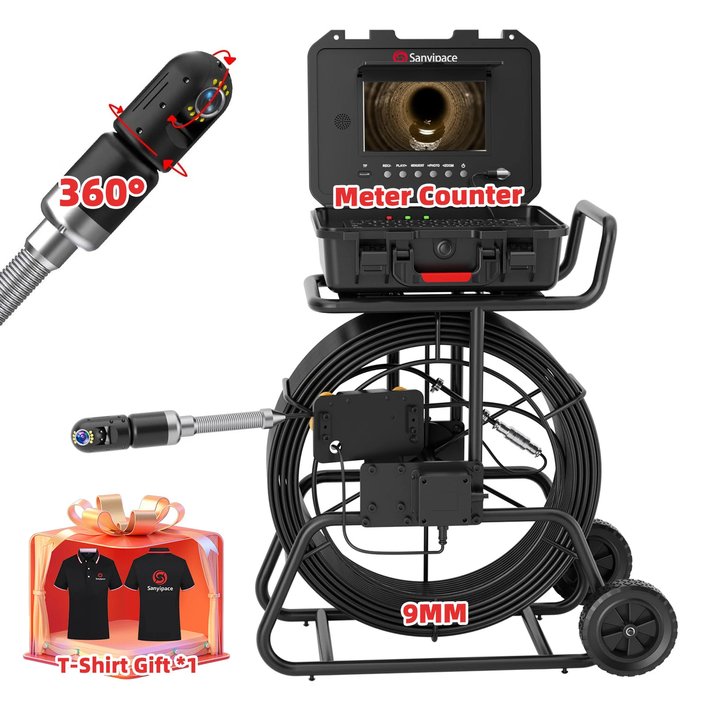 360 Rotating Plumbing Camera with 9mm Coils Sewer Camera | S830ASMKT360 (Shipped within a week)