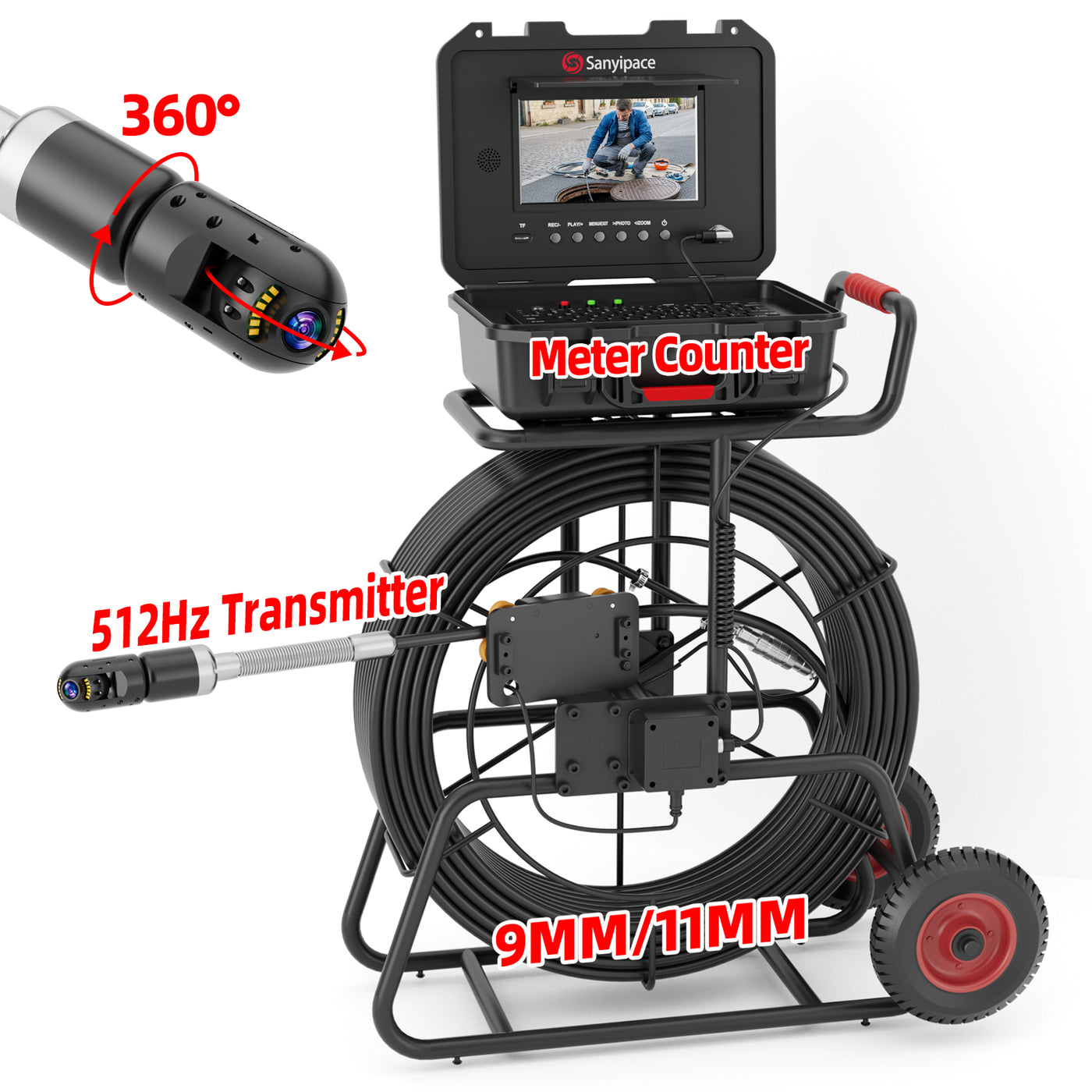 Plumbing Camera 360 Rotating, Sewer Camera Drain Camera with 9mm/11mm Coils  | S870DTKMC50 (Shipped within a week)