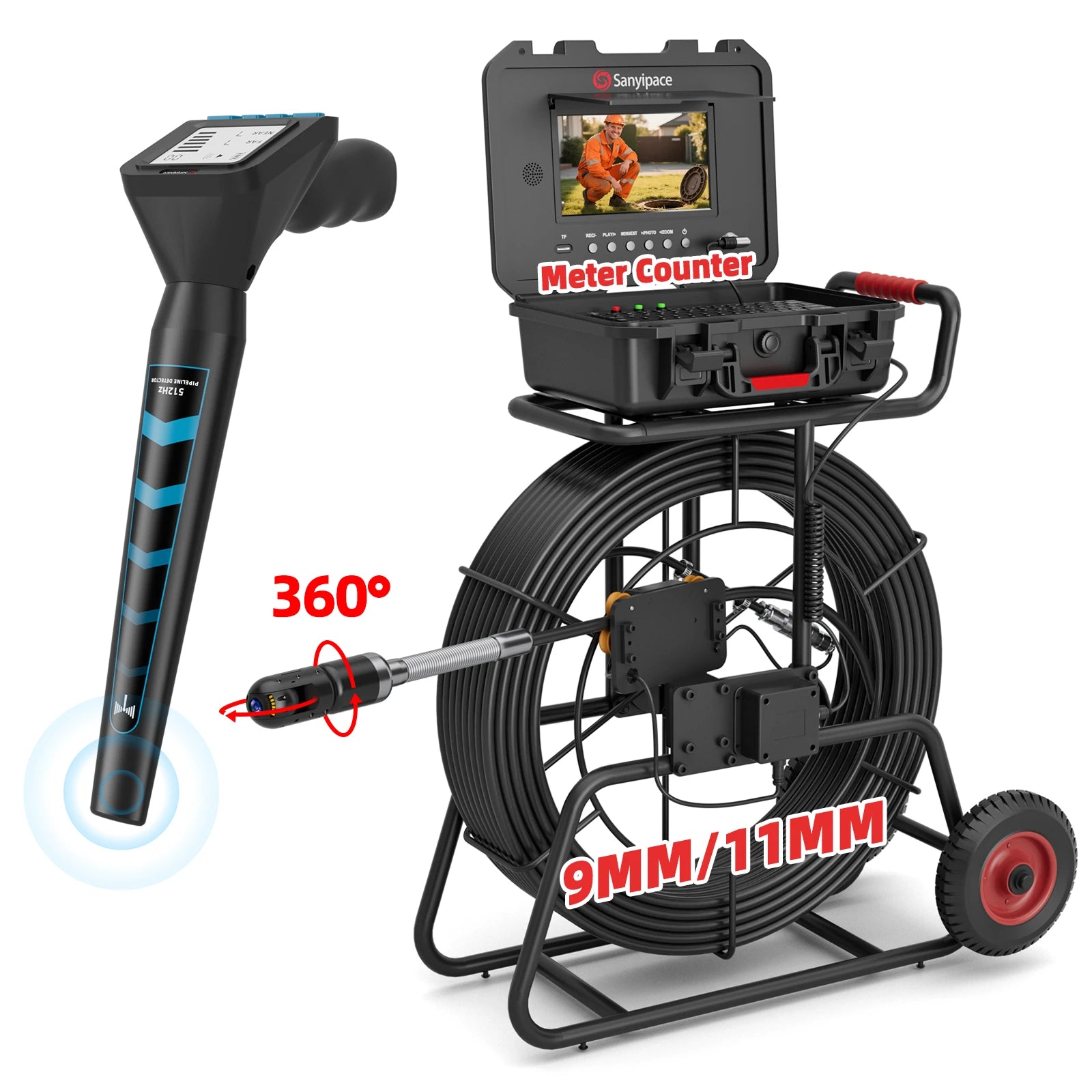 Plumbing Camera 360 Rotating, Sewer Camera Drain Camera with 9mm/11mm Coils  | S870DTKMC50 (Shipped within a week)