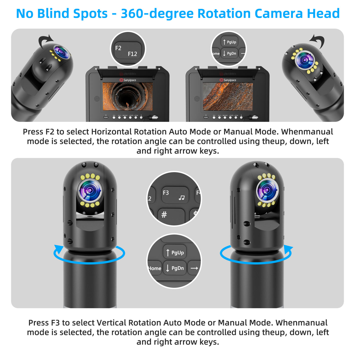 360 Rotating Plumbing Camera with 9mm Coils Sewer Camera | S830ASMKT360 (Shipped within a week)