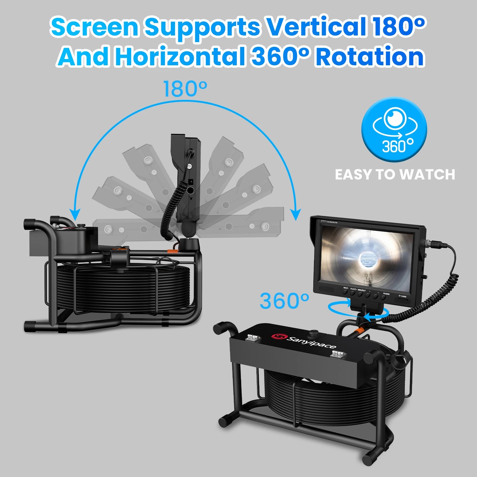 Sewer Camera with Dual-Axis 180° or 360° Rotatable Screen | S620DCSTS58R