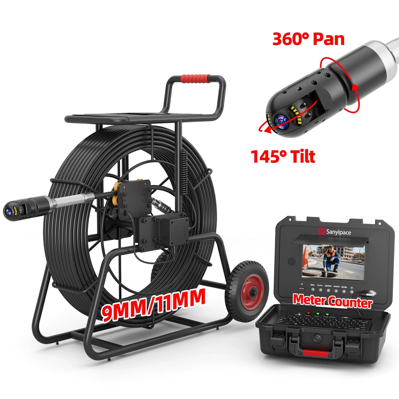 Plumbing Camera 360 Rotating, Sewer Camera Drain Camera with 9mm/11mm Coils  | S870DTKMC50 (Shipped within a week)