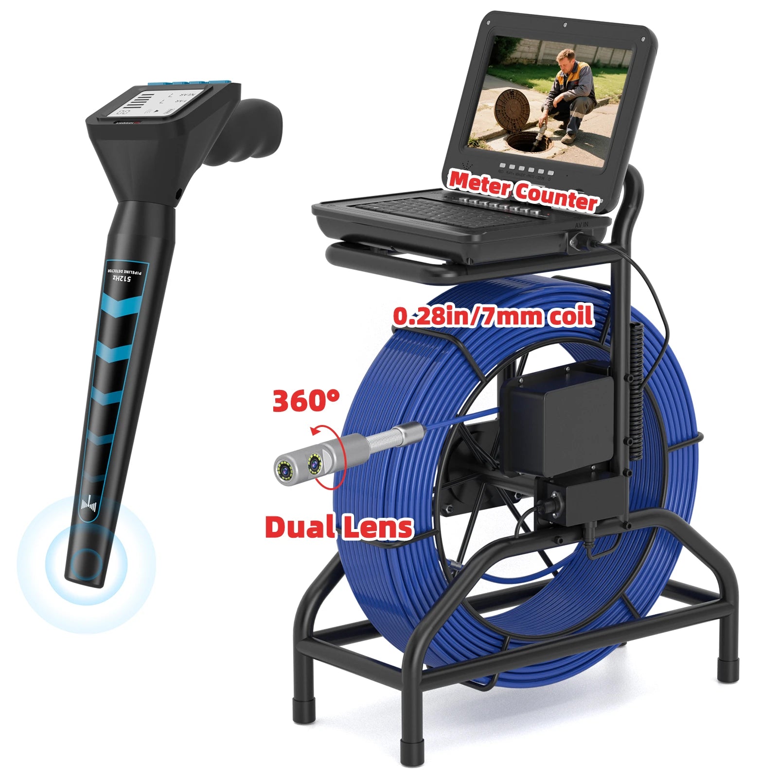 360° Rotating Stand Up Sewer Camera With 512Hz Transmitter | S810ASMKT360B (Shipped within a week)