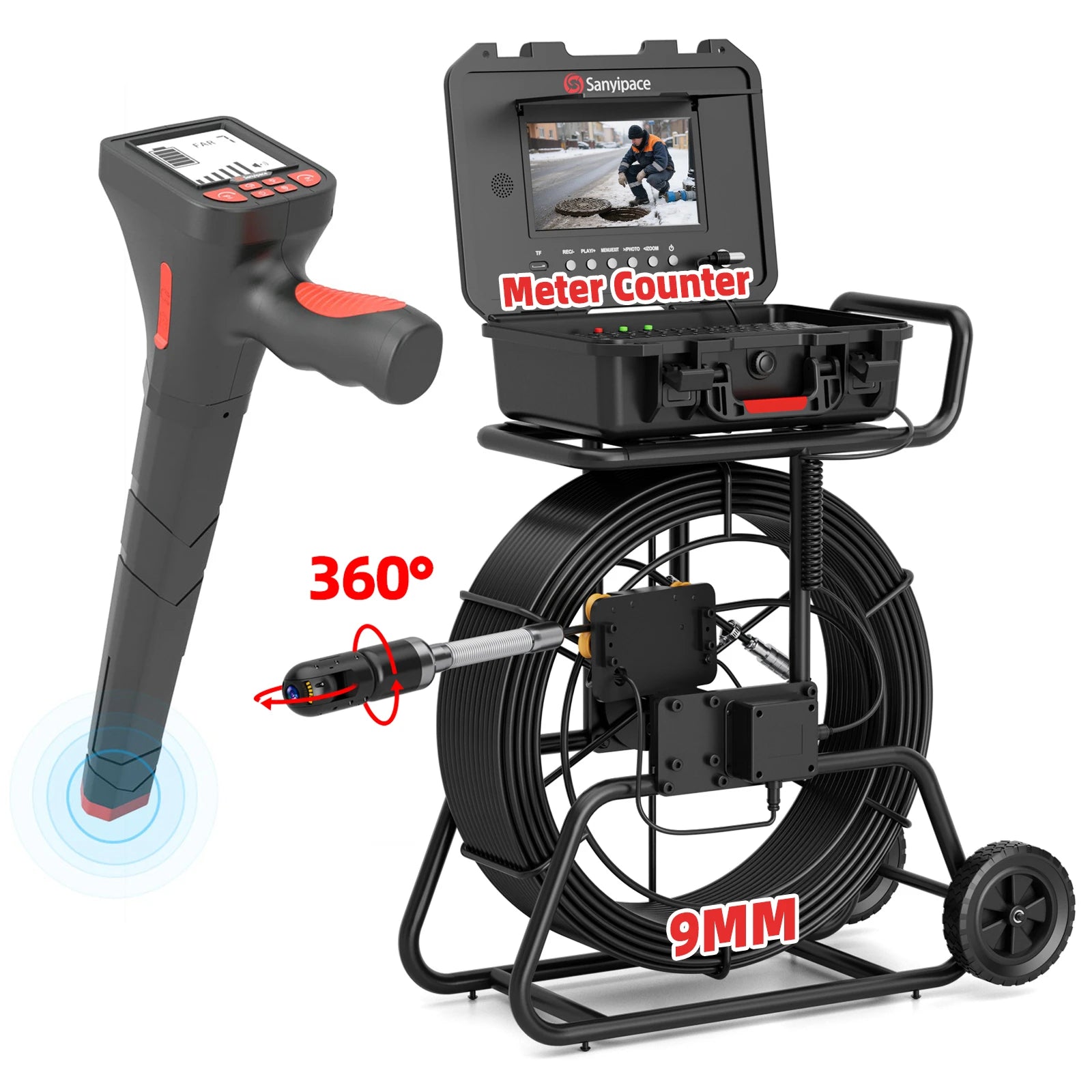 360 Rotating Plumbing Camera with 9mm Coils Sewer Camera | S830DTKMC50 (Shipped within a week)