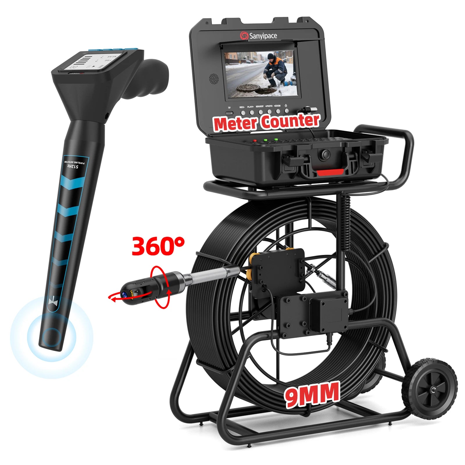 360 Rotating Plumbing Camera with 9mm Coils Sewer Camera | S830DTKMC50 (Shipped within a week)