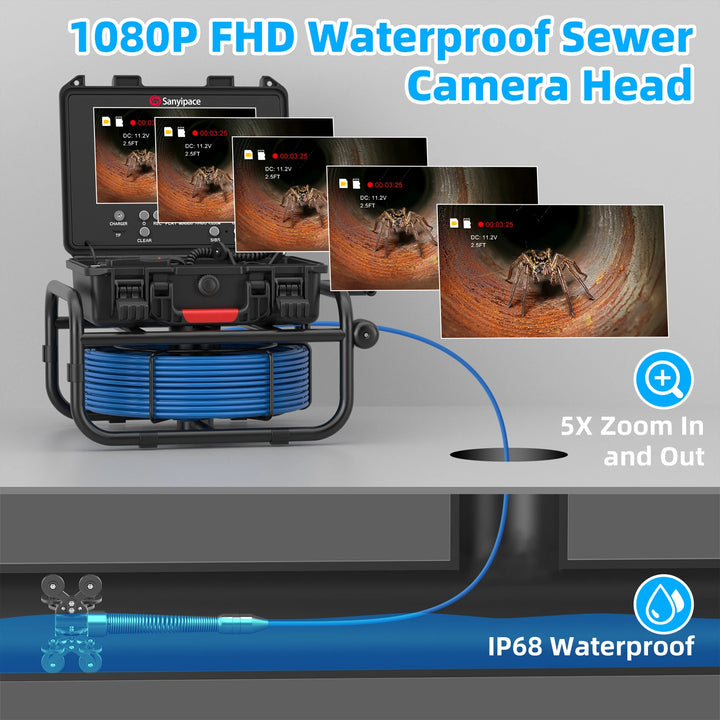 Sewer Camera 9-Inch HD Screen with Meter Counter