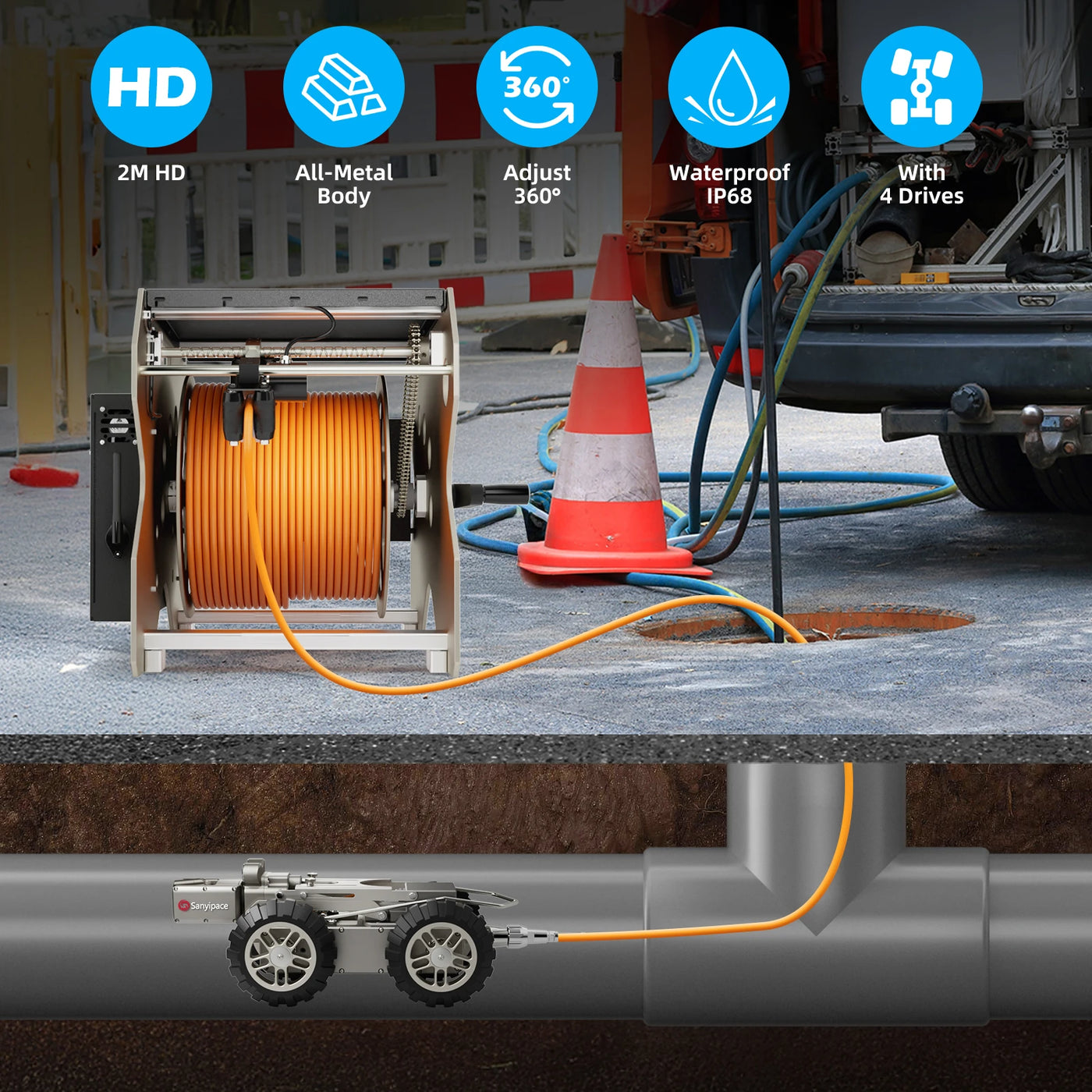 Robotic Sewer Crawler 360 Rotation Sewer Camera | U99360 (Shipped within a week)