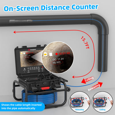 9-Inch Soft Cable Sewer Camera with 512Hz Sonde & Self-leveling | S8951DSRTM68R