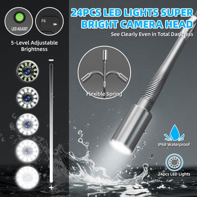 Sewer Camera 24pcs LED Lights Super Bright Drain Camera with 9mm/11mm Coils | S870DSTKM