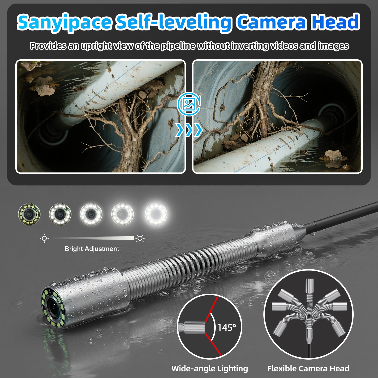 Sewer Camera with Easy Mobility Pull Handle & Wheels Plumbing Camera | S860DSTKM