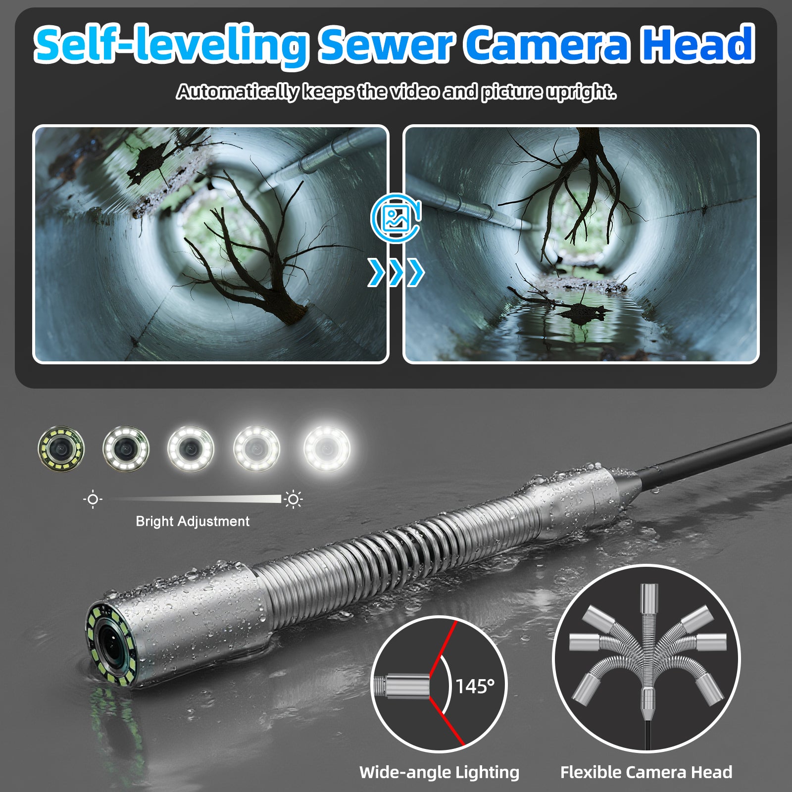 Drain Camera Harder Cable with 512Hz Sonde & Meter Counter | S850DSTKM