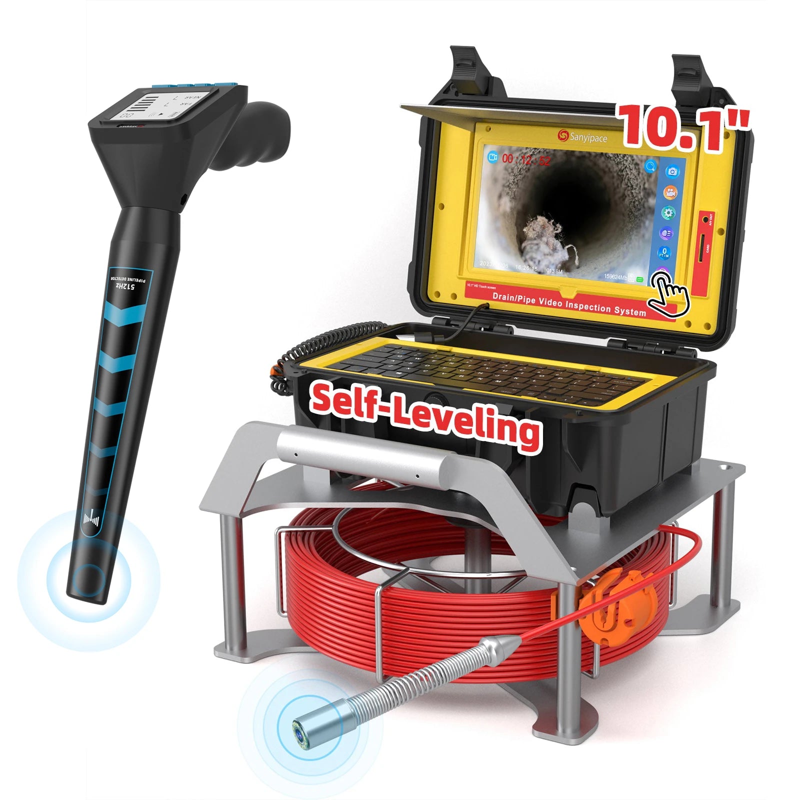 NEW! Touch Screen Sewer Camera with Self-leveling & Meter Counter | S610ASMKTCP