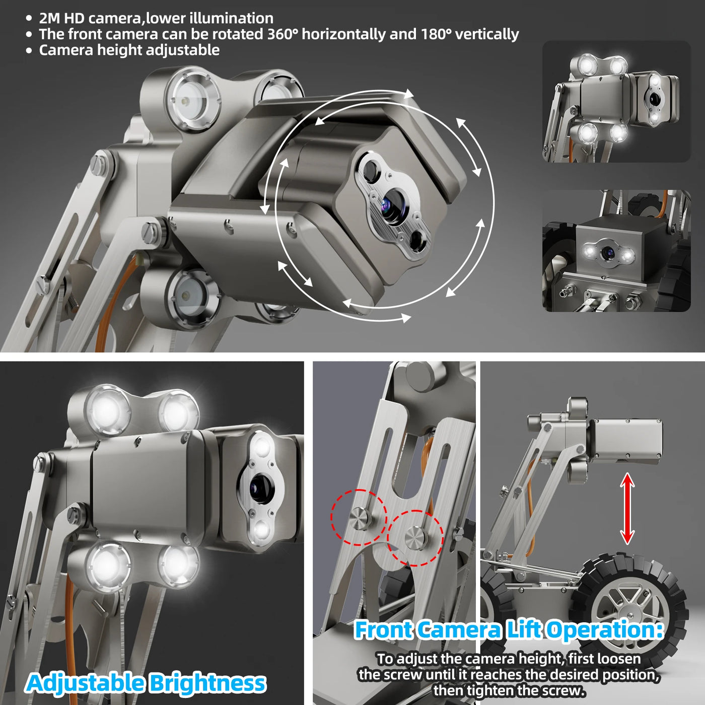 Endoszkóp lánctalpas robot csatornakamera 360 fokos forgatással & Mérőóra számláló | U99360