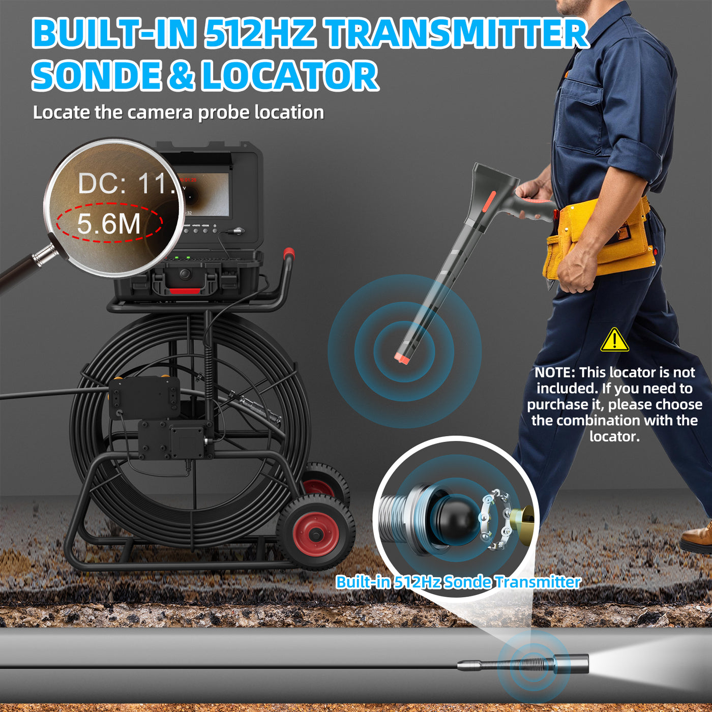 Sewer Camera 24pcs LED Lights Super Bright Drain Camera with 9mm/11mm Coils | S870DSTKM