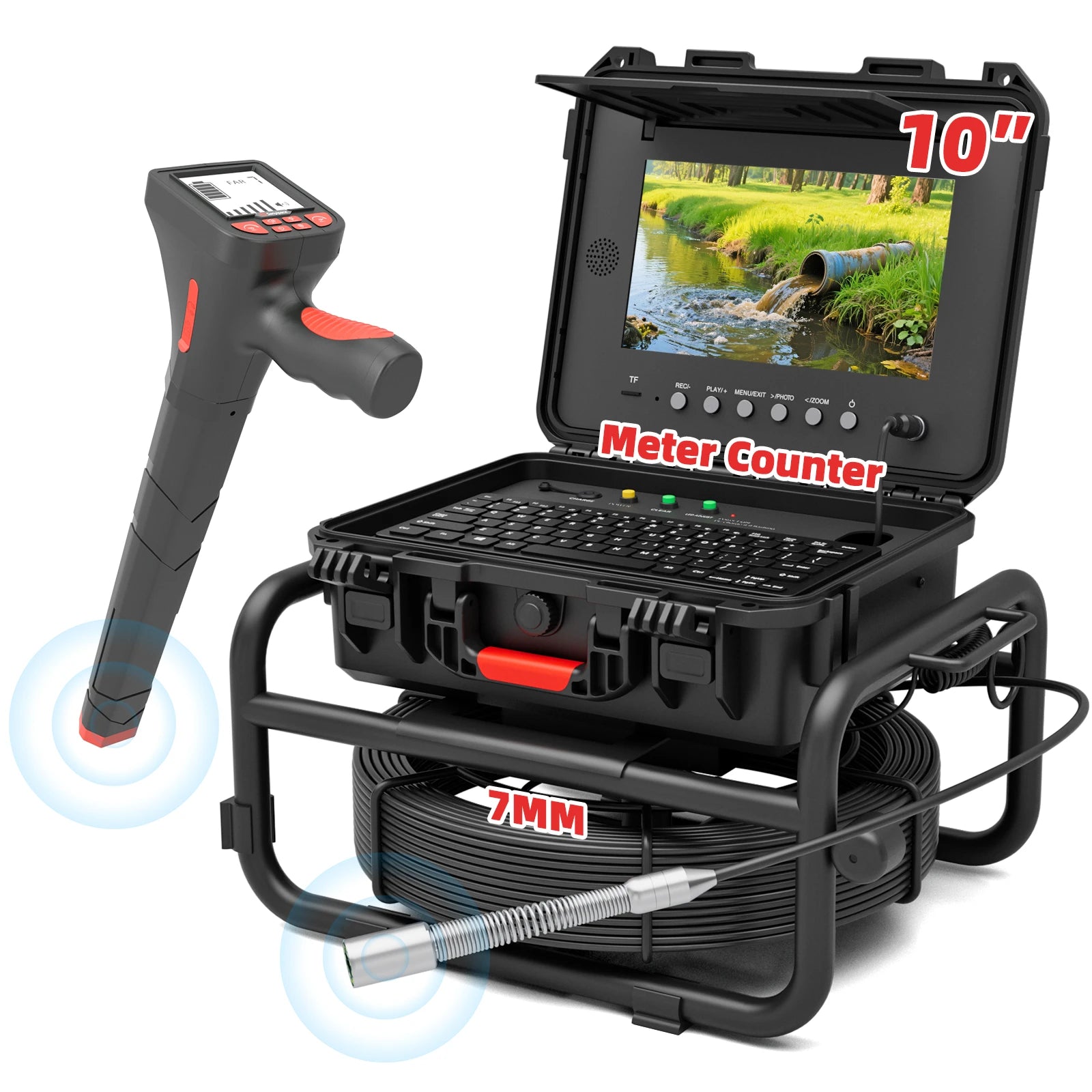 Drain Camera Harder Cable with 512Hz Sonde & Meter Counter | S850DSTKM