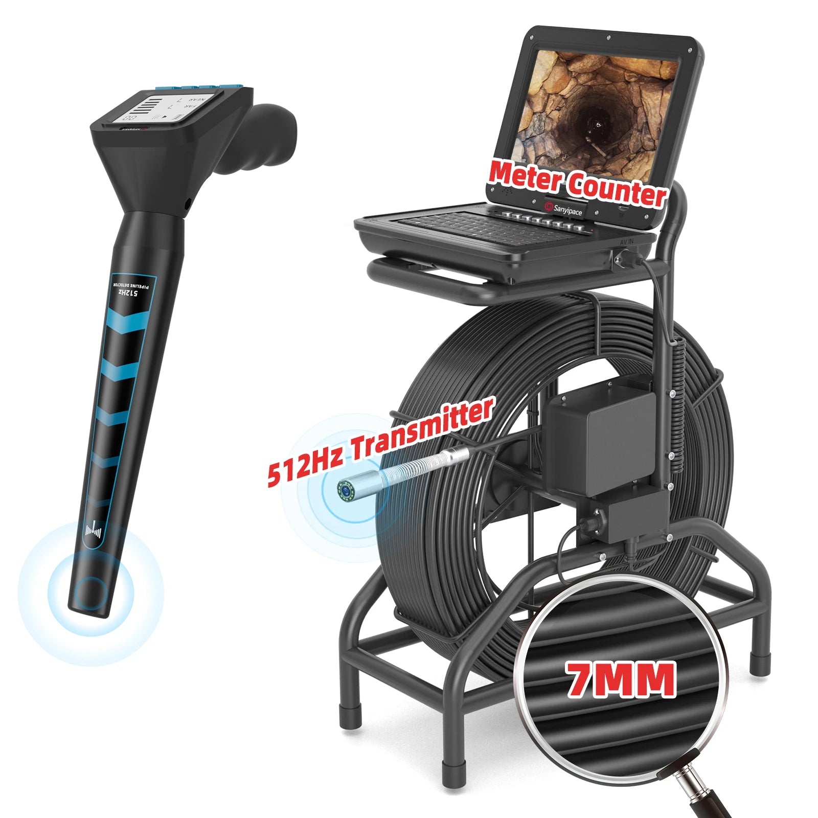 Rotatable Screen Sewer Camera with Self-leveling and Meter Counter | S810ASMKT