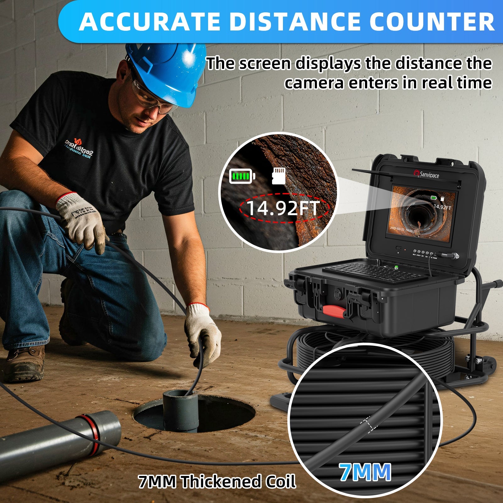 Microbot Pull Camera Sewer Camera with Easy Mobility Pull Handle & Wheels Drain Camera
