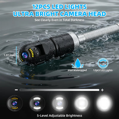 Plumbing Camera 360 Rotating, Sewer Camera Drain Camera with 9mm/11mm Coils  | S870DTKMC50 (Shipped within a week)