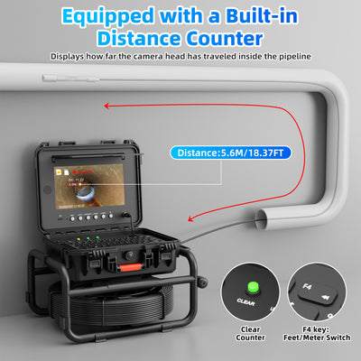 Drain Camera Harder Cable with 512Hz sonde & Meter Counter | S850DSTKM