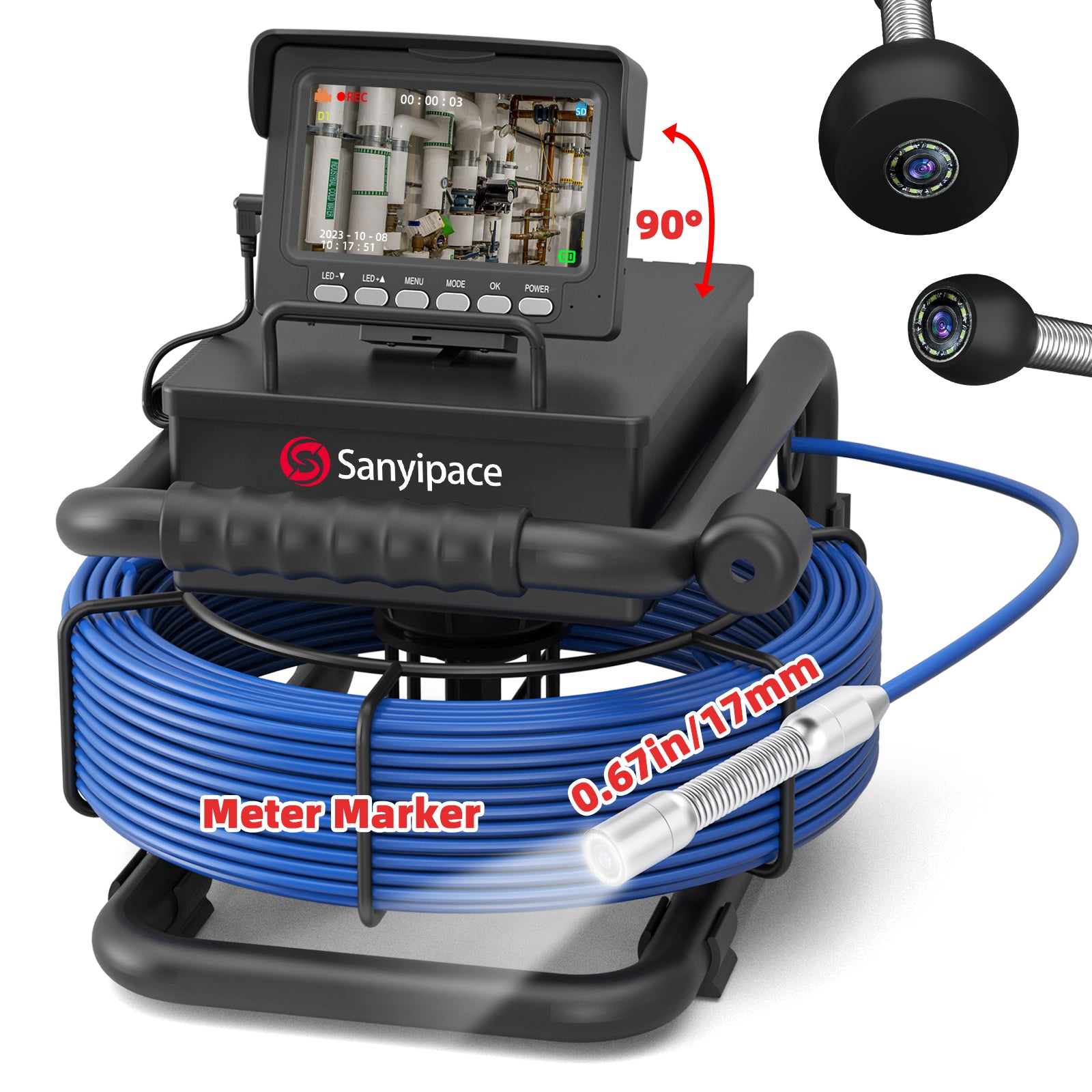 90° Rotation Screen Sewer Camera with Mic and Speaker| S8417D