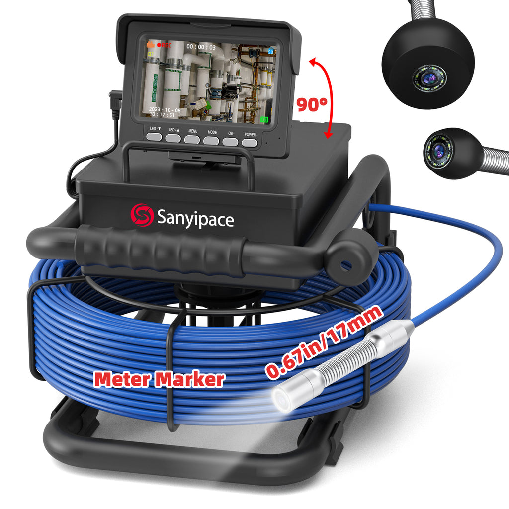 Caméra d'égout à écran rotatif à 90° avec micro et haut-parleur | S8417D