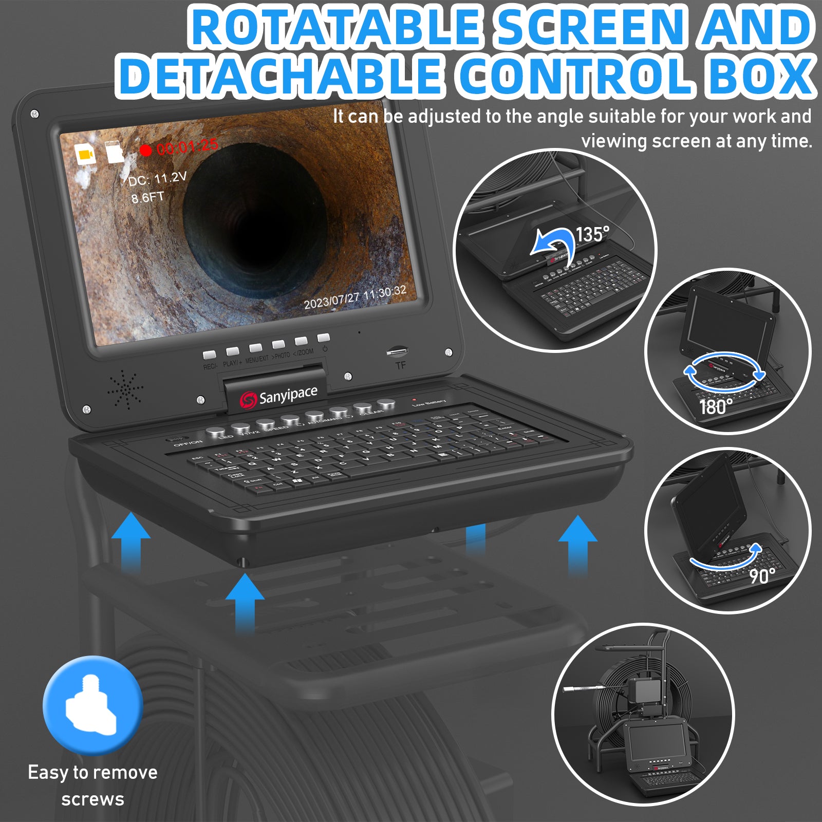 10-inch Large Sewer Camera with 512Hz sonde & Meter Counter | S810ASMKT