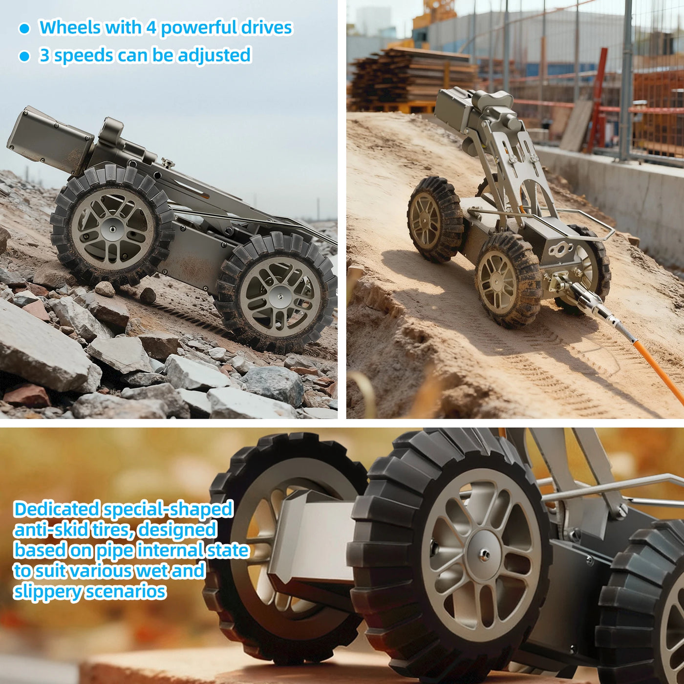 Endoszkóp lánctalpas robot csatornakamera 360 fokos forgatással & Mérőóra számláló | U99360