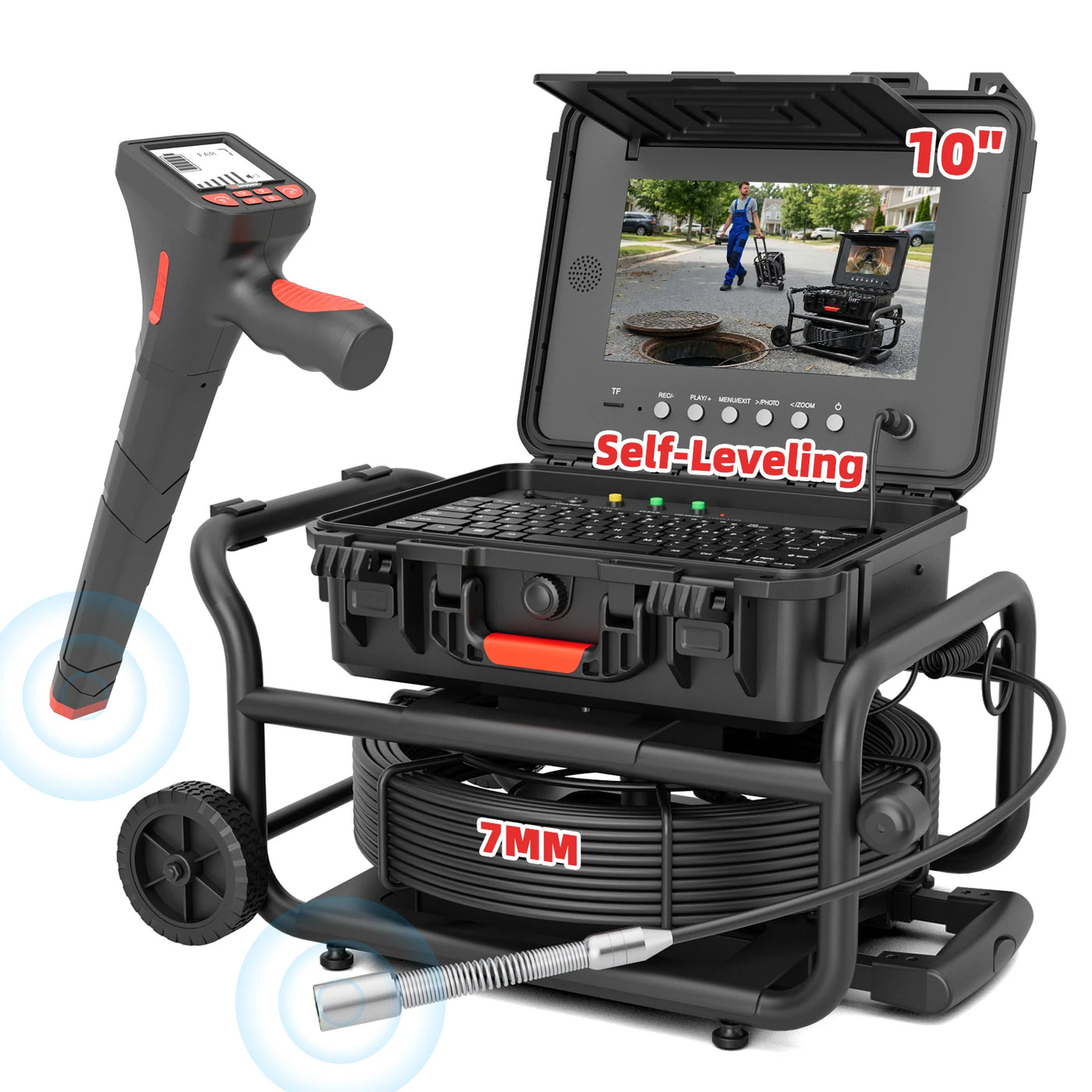 SANYIPACE S860DSTKM Sewer Camera with Pull Handle & Wheels