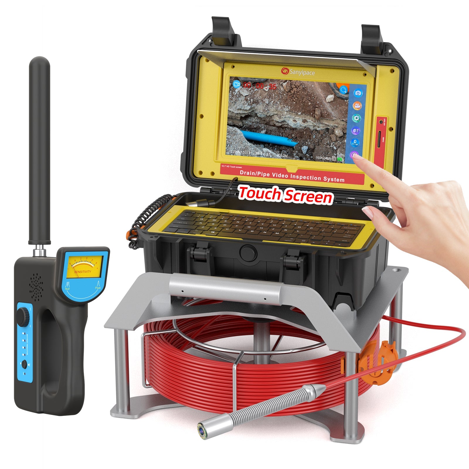 10.1 inch Touch Screen Sewer Camera with Self-leveling & Meter Counter | S610ASMKTCP