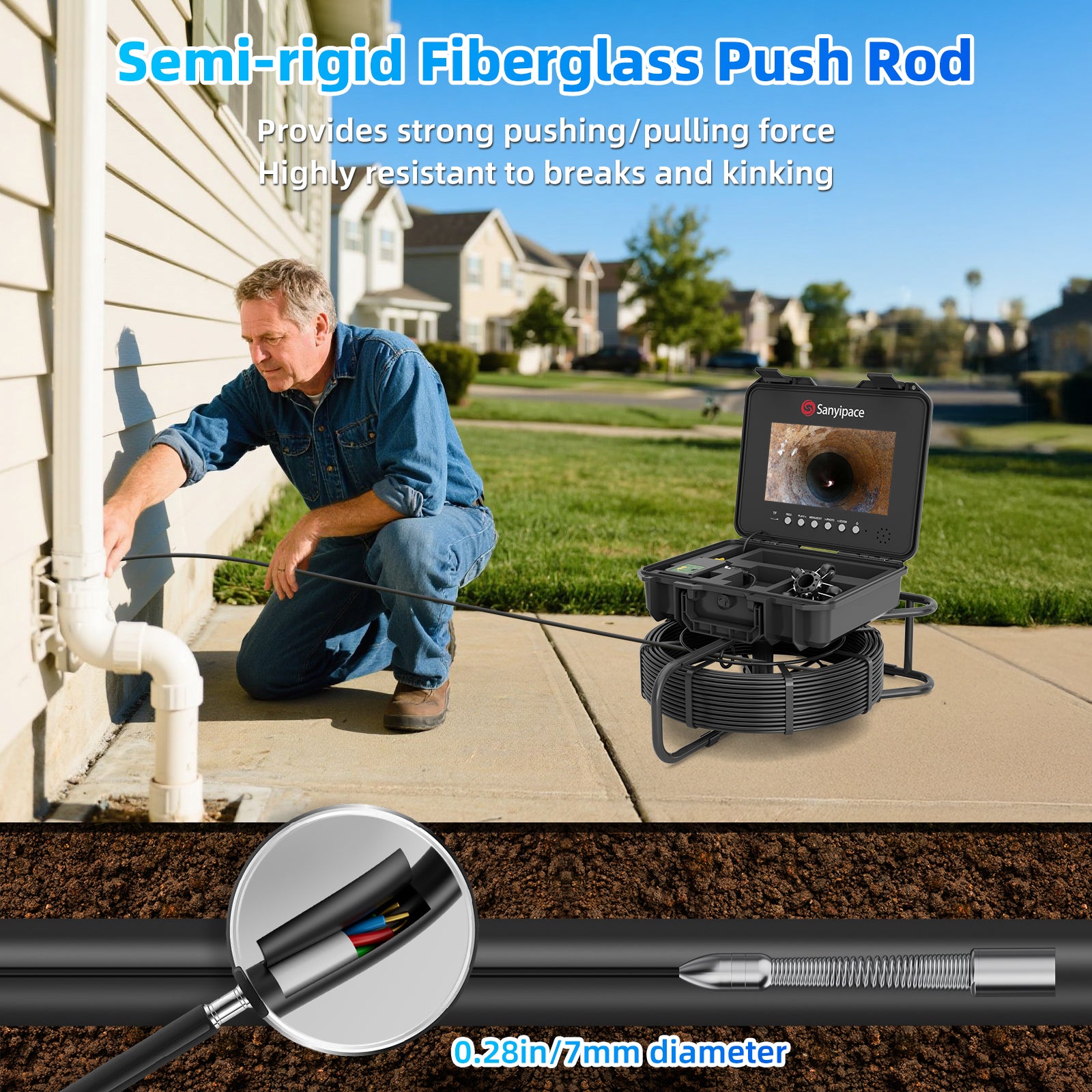 10-inch Plumbing Camera with Self-leveling & Meter Counter Sewer Camera | S840DSRTMS68