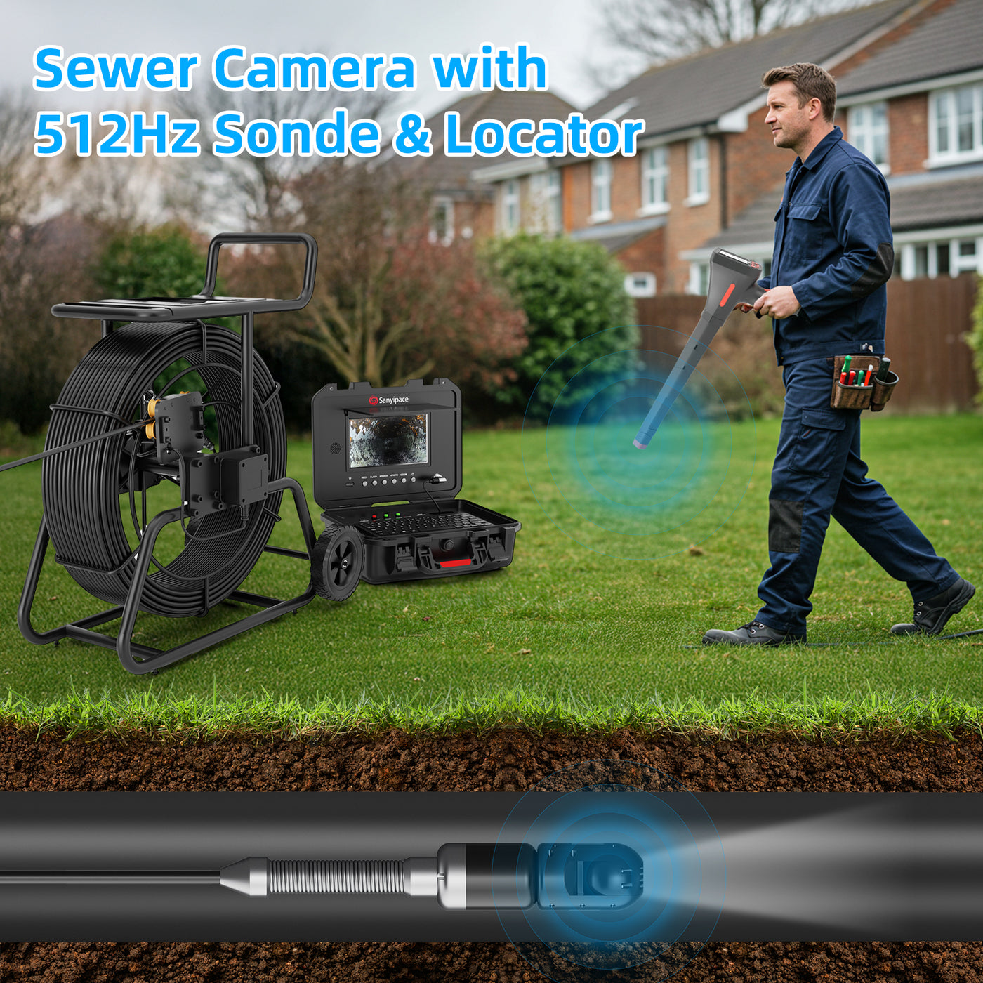 360 Rotating Plumbing Camera with 9mm Coils Sewer Camera | S830ASMKT360 (Shipped within a week)