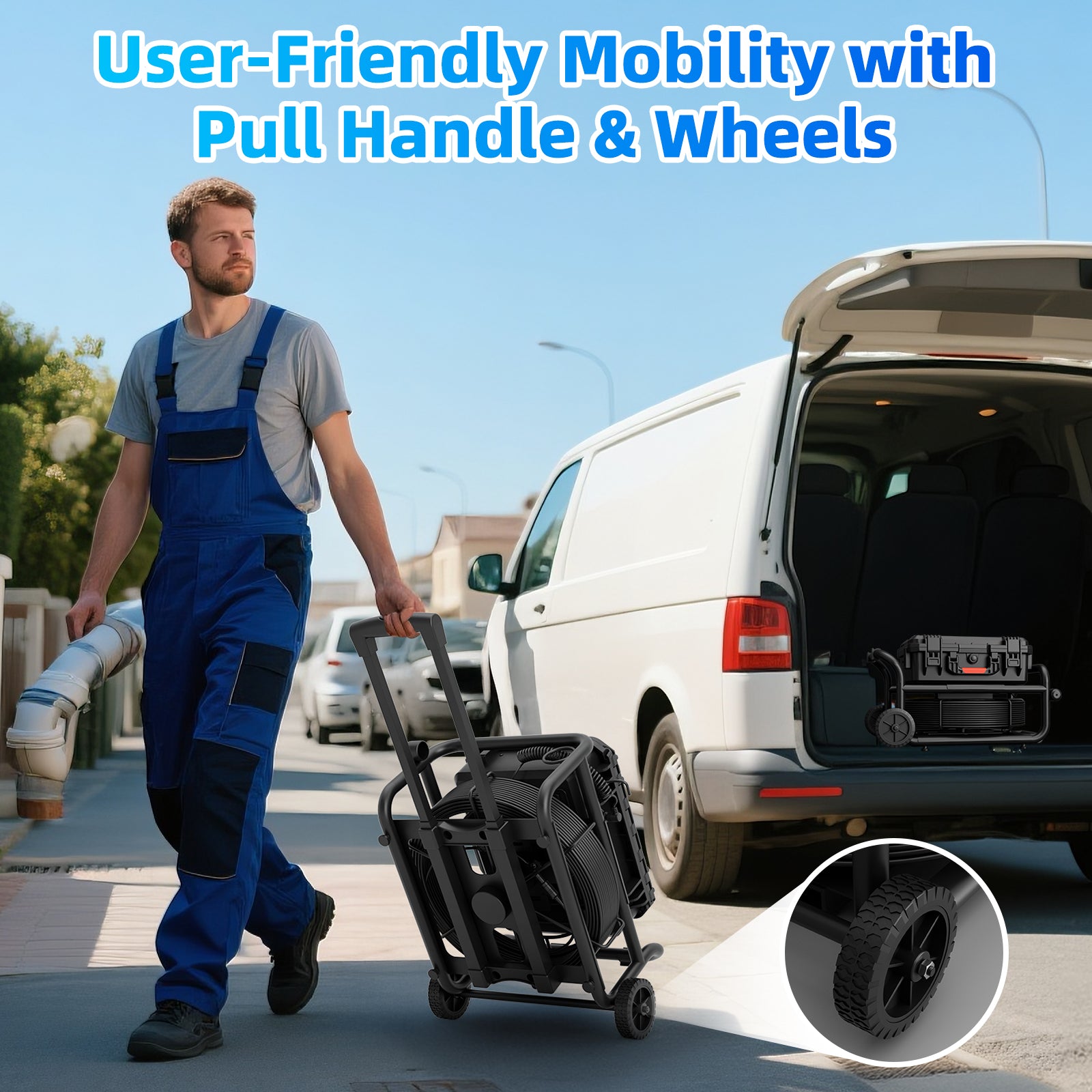 Sewer Camera with Easy Mobility Pull Handle & Wheels Plumbing Camera | S860DSTKM