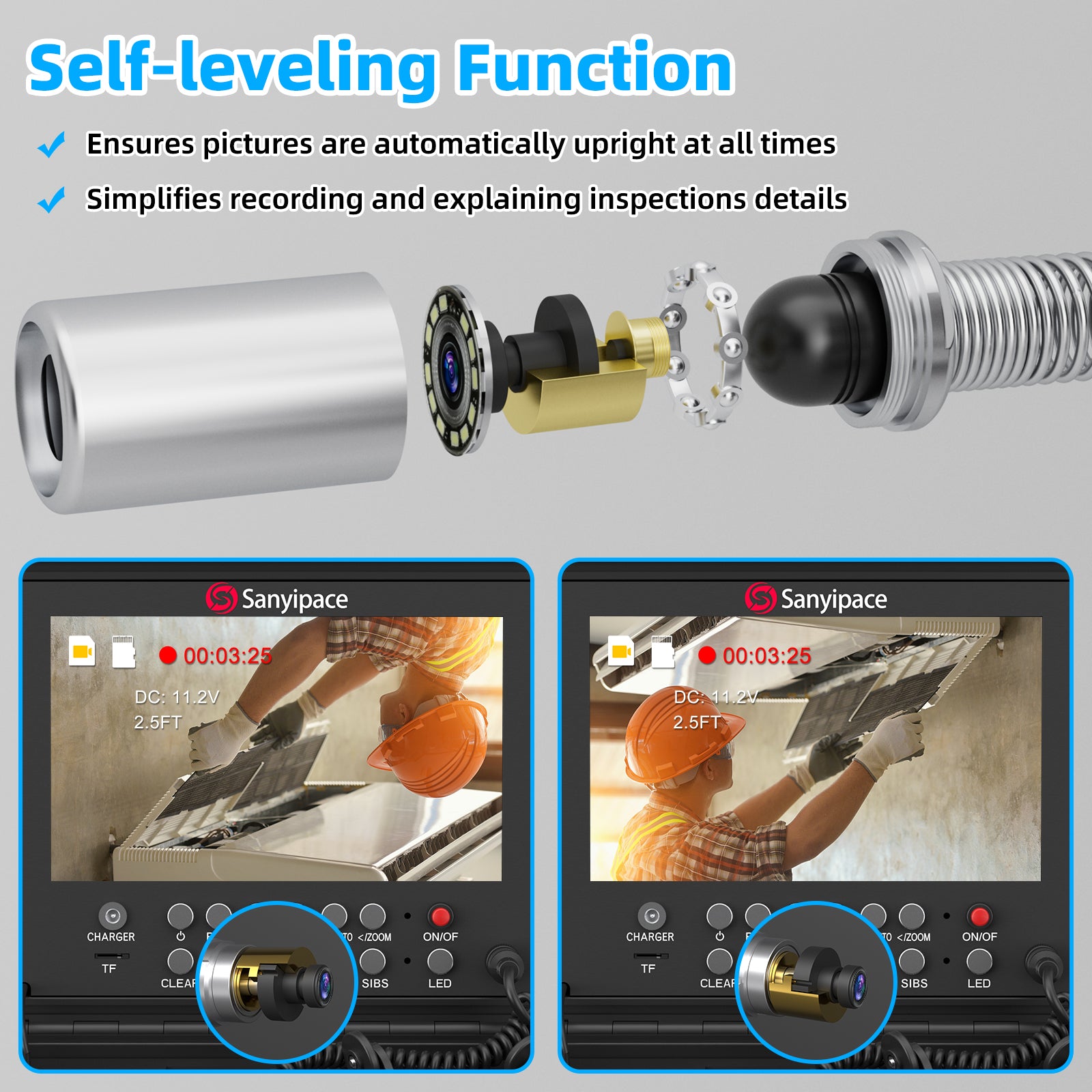 9-Inch Soft Cable Sewer Camera with 512Hz Sonde & Self-leveling | S8951DSRTM68R