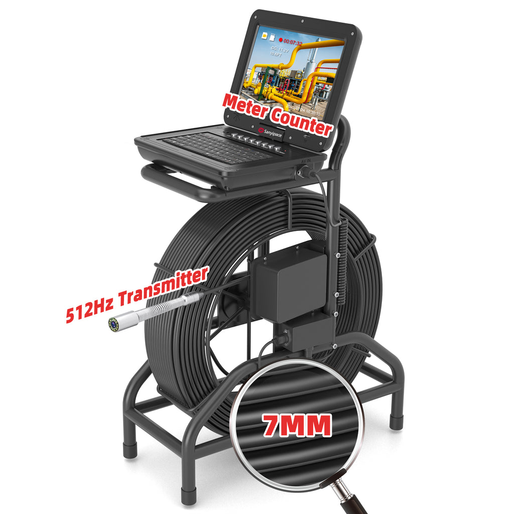 10-inch Large Sewer Camera with 512Hz sonde & Meter Counter | S810ASMKT