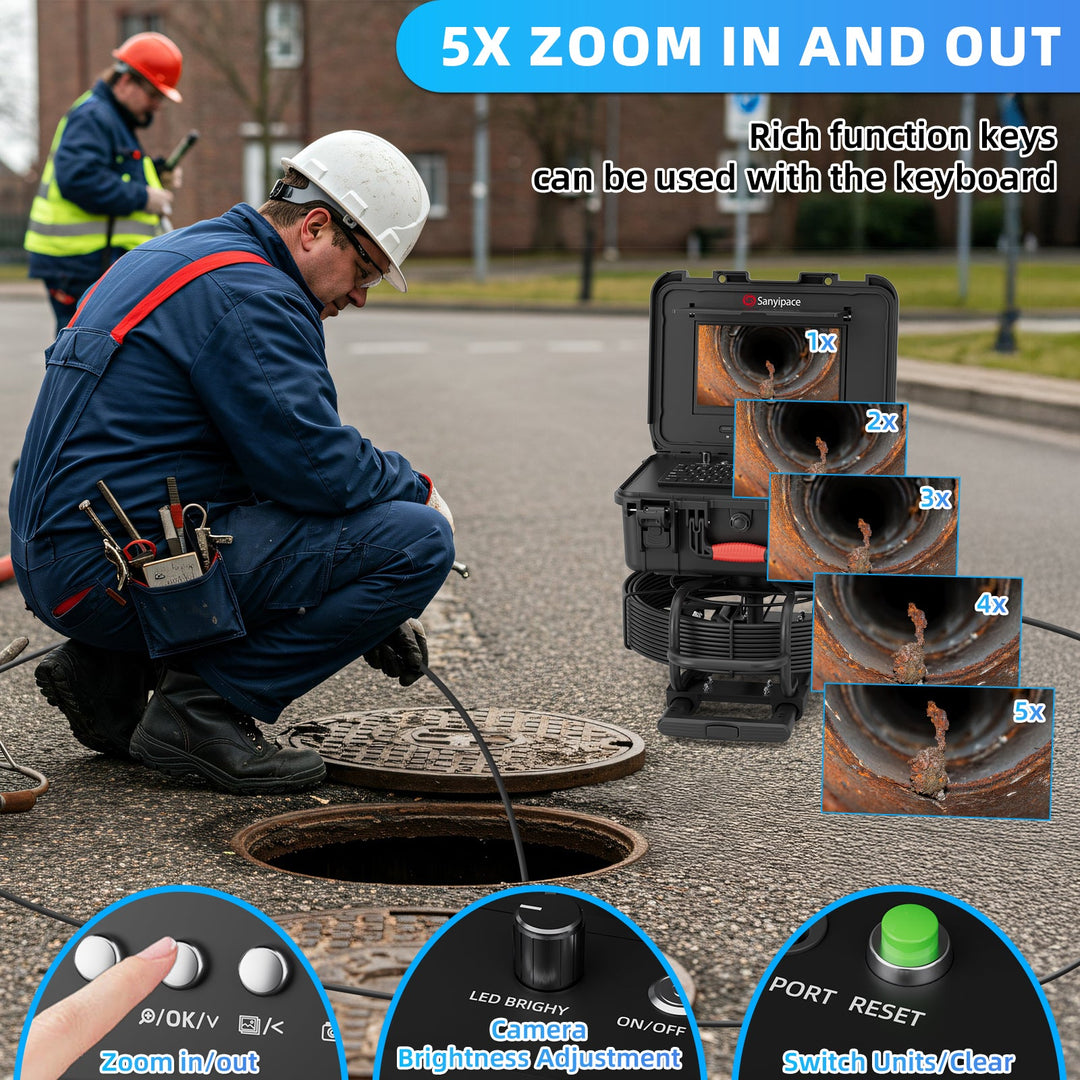 Sewer Camera with Easy Mobility Pull Handle & Wheels Drain Camera