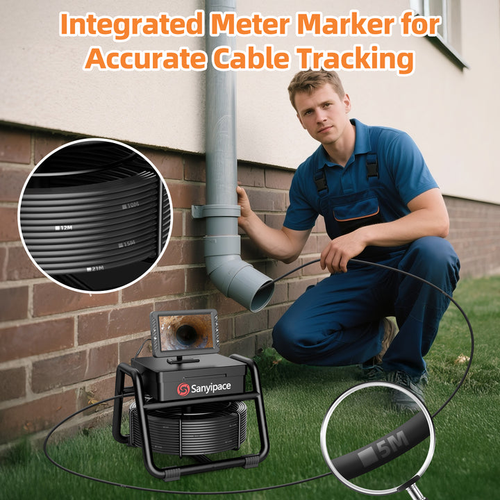 5-inch Screen Sewer Camera with Meter Marker & Multi-Color Options