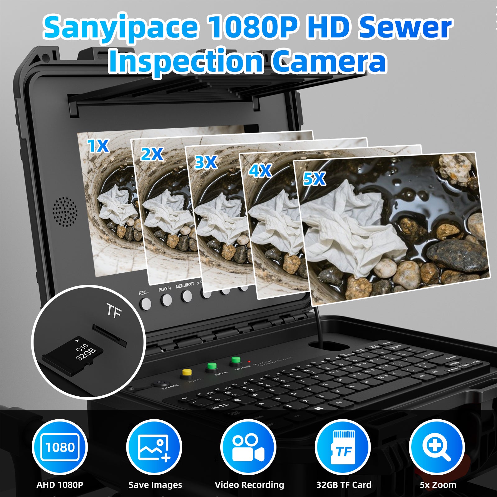 Sewer Camera with Easy Mobility Pull Handle & Wheels Plumbing Camera | S860DSTKM