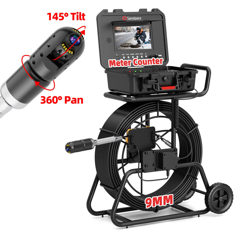 Telecamera idraulica rotante a 360° con telecamera per fognature con bobine da 9 mm | S830ASMKT360 (Spedito entro una settimana)