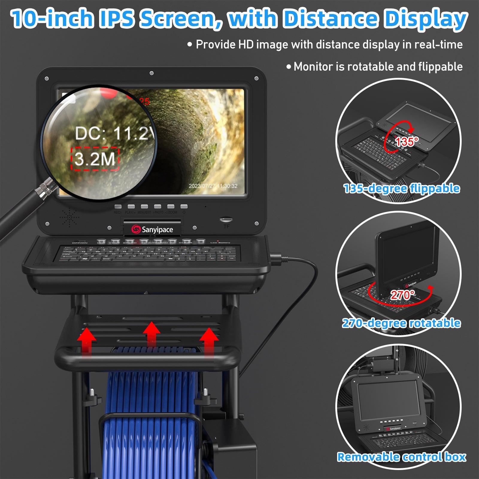 360° Rotating Stand Up Sewer Camera With 512Hz Transmitter | S810ASMKT360