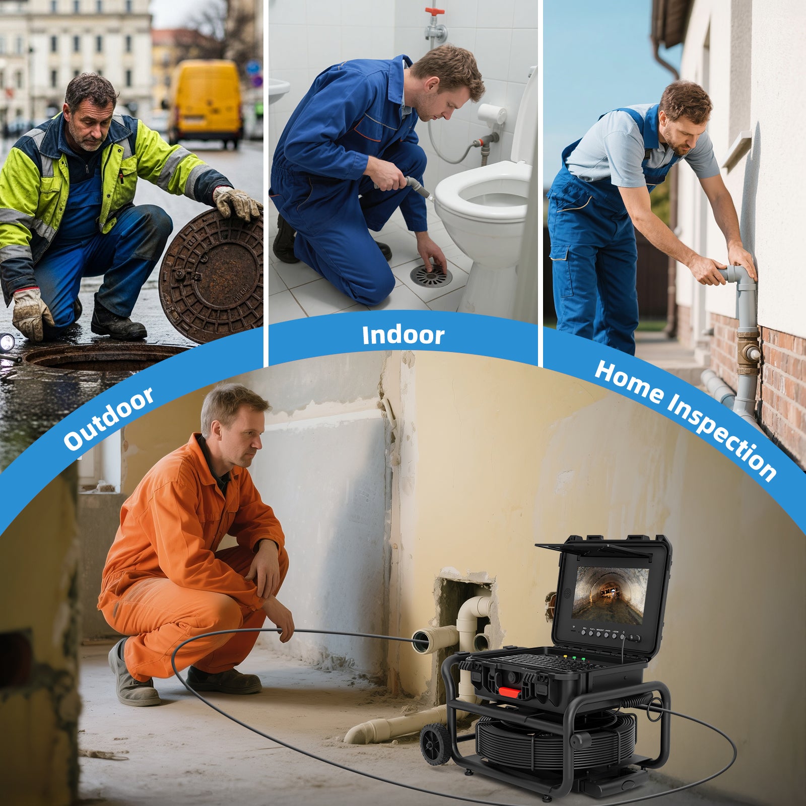 Sewer Camera with Easy Mobility Pull Handle & Wheels Plumbing Camera | S860DSTKM