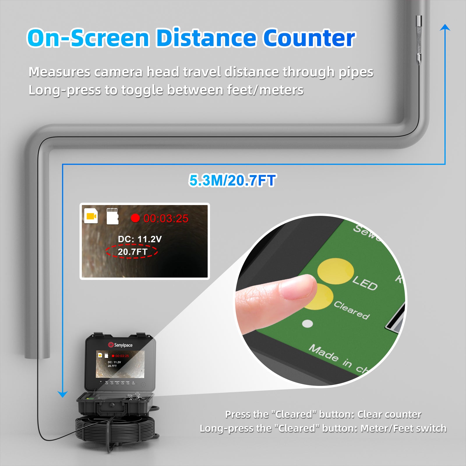 10-inch Plumbing Camera with Self-leveling & Meter Counter Sewer Camera | S840DSRTMS68