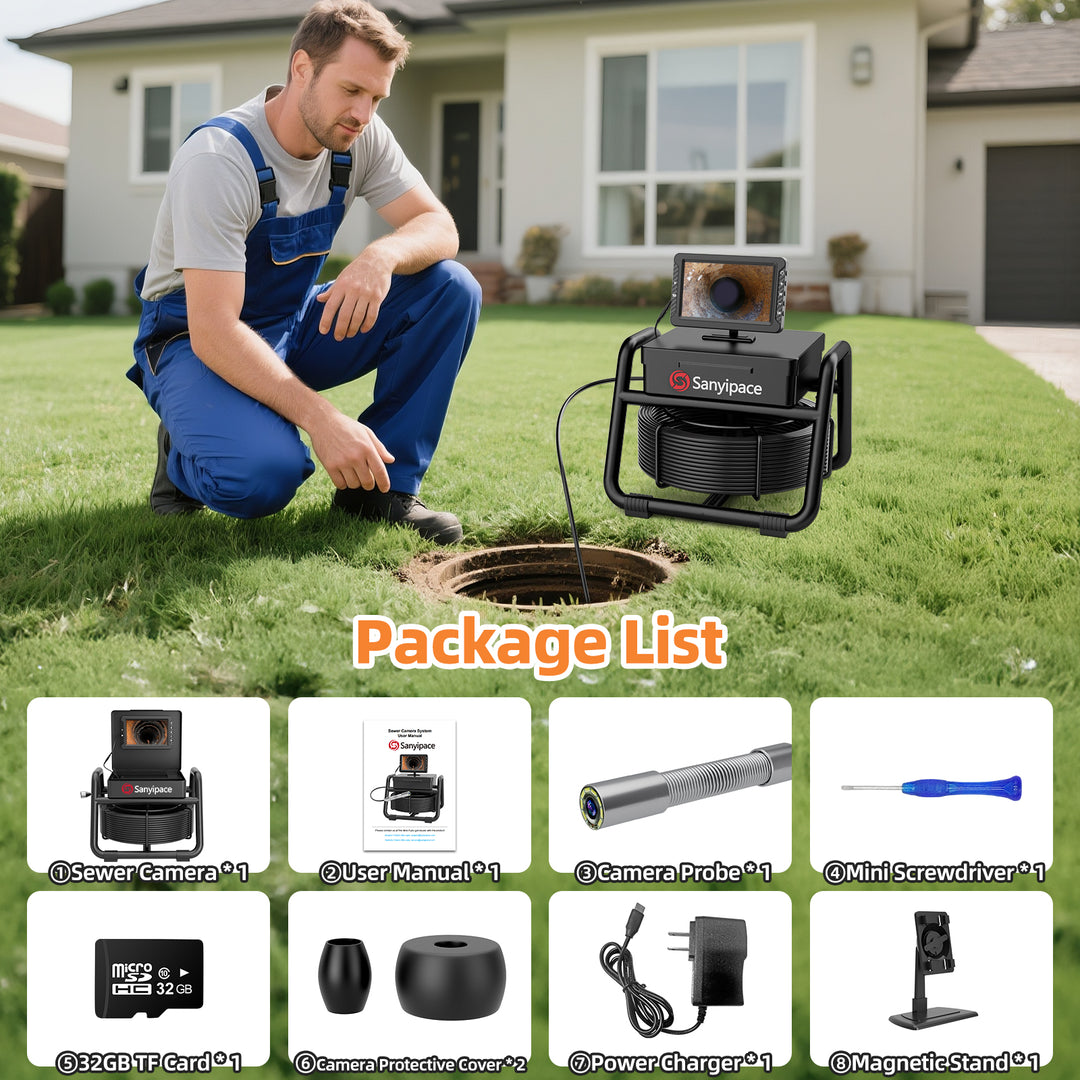 5-inch Screen Sewer Camera with Meter Marker & Multi-Color Options
