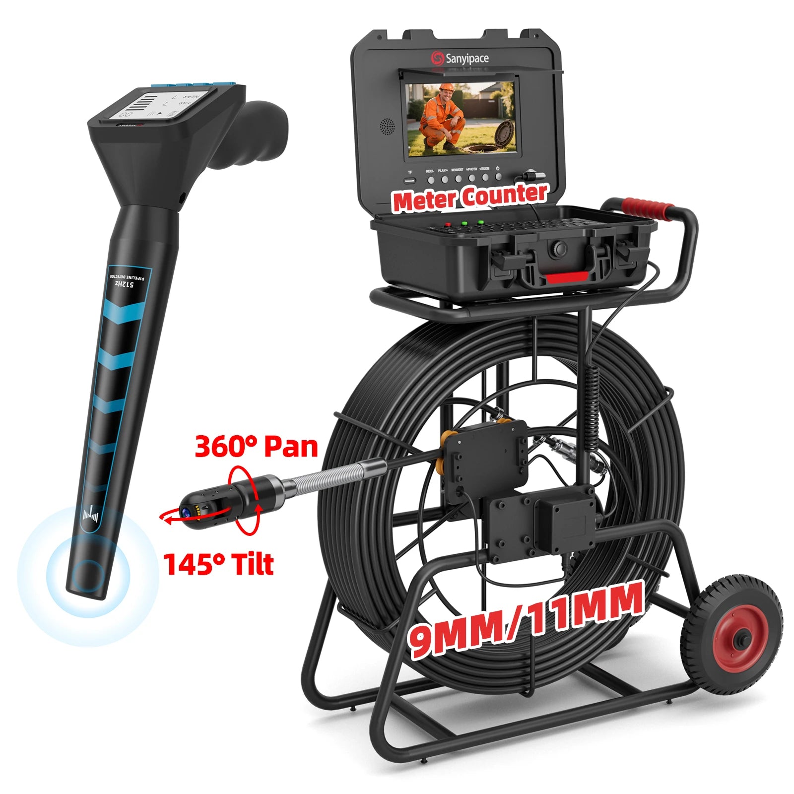Plumbing Camera 360 Rotating, Sewer Camera Drain Camera with 9mm/11mm Coils  | S870DTKMC50 (Shipped within a week)