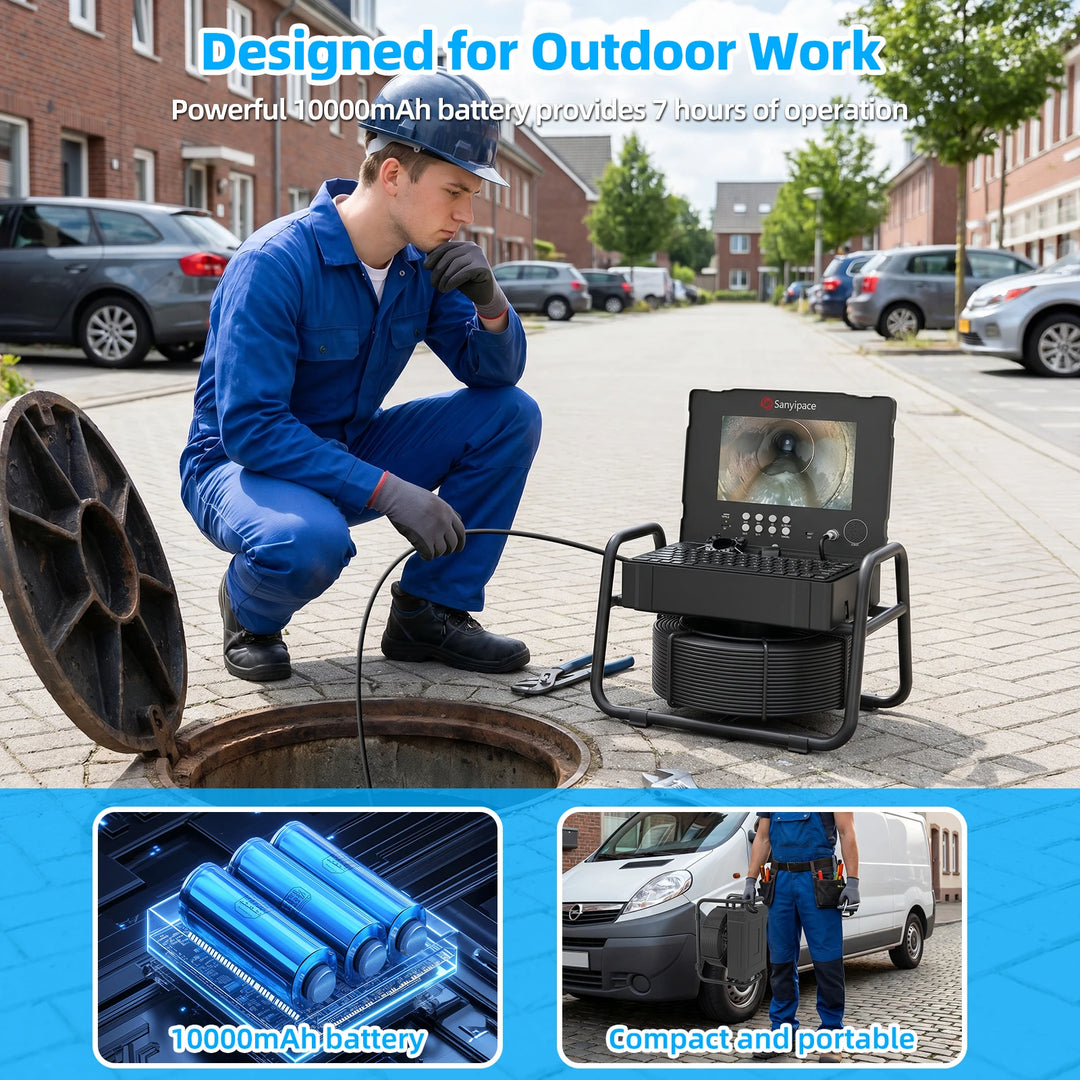 Ultra-Bright 8 LED Sewer Camera with 7H Long-Lasting Battery | S5981DS