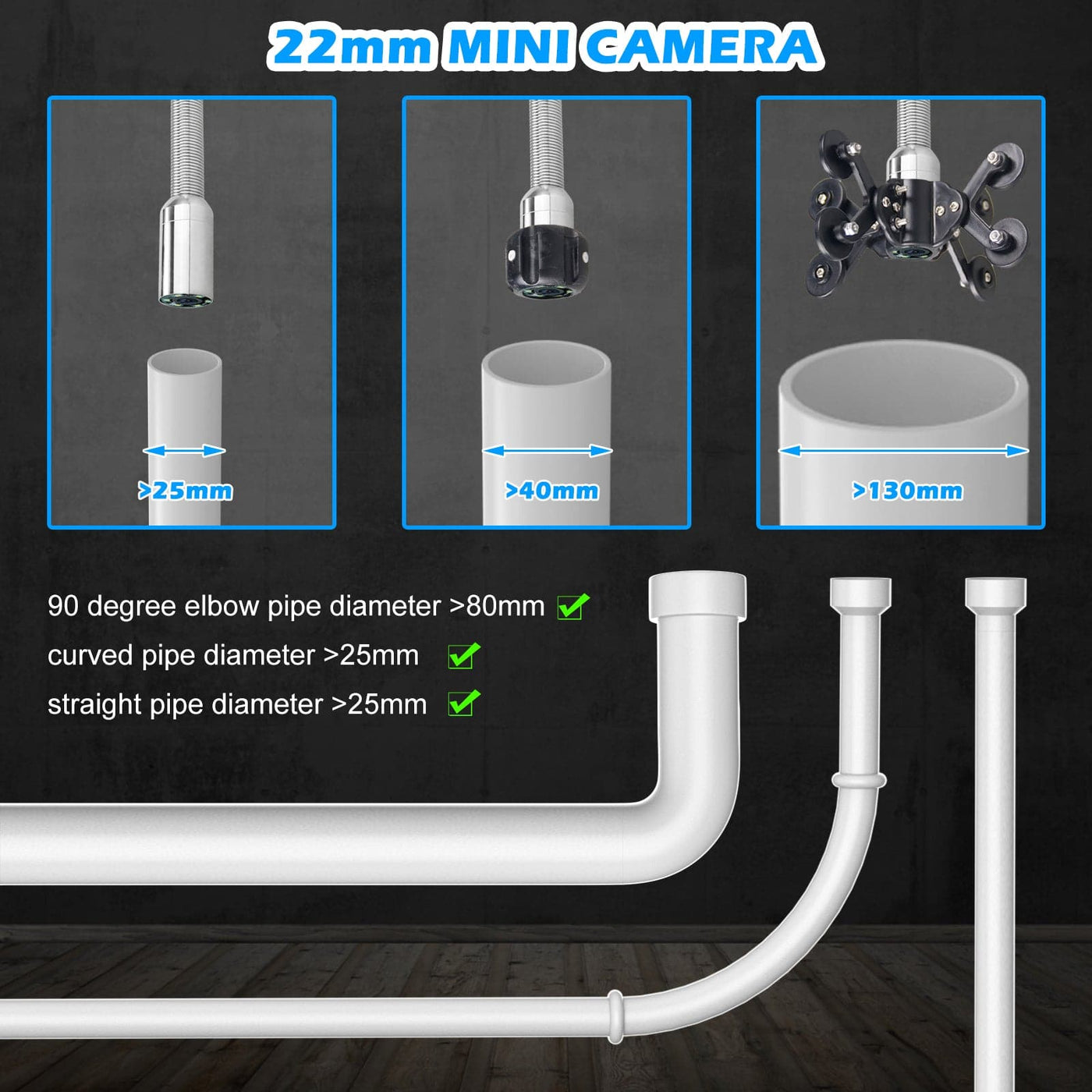 9 inch 512Hz Locator Sewer Camera With Meter Counter | F929DJTX