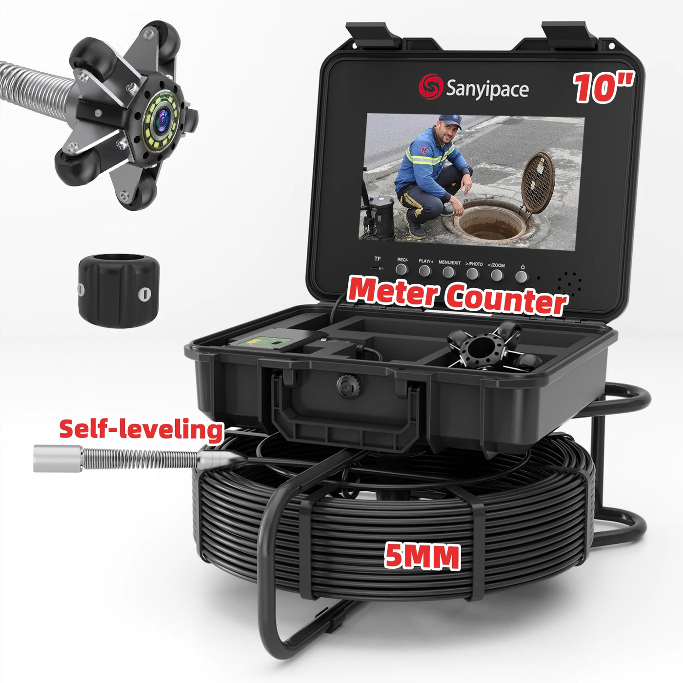 10-inch Plumbing Camera with Self-leveling & Meter Counter Sewer Camera | S840DSM