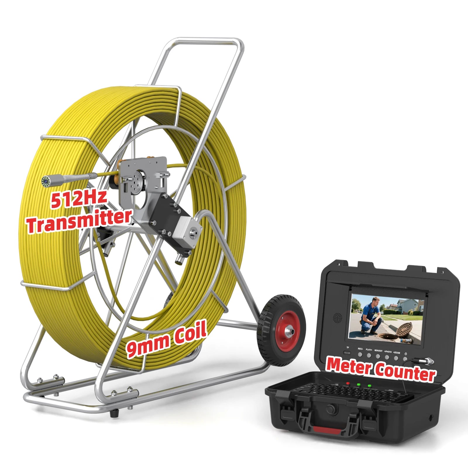 Long Range 263ft - 525ft Sewer Camera with 512Hz Sonde Transmitter | U88512 (Delivery in 3-8 days)