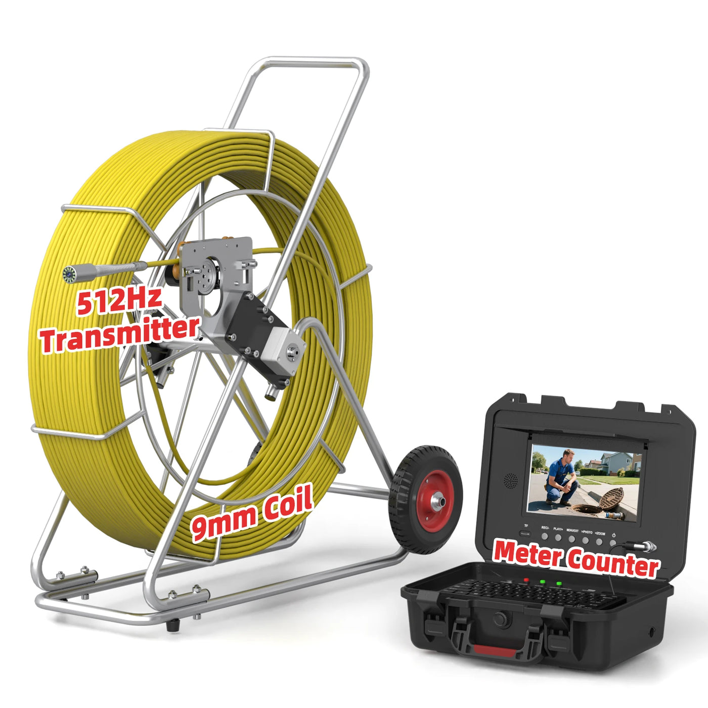 Long Range 263ft - 525ft Sewer Camera with 512Hz Sonde Transmitter | U88512 (Ship from USA,3-7 days delivery)