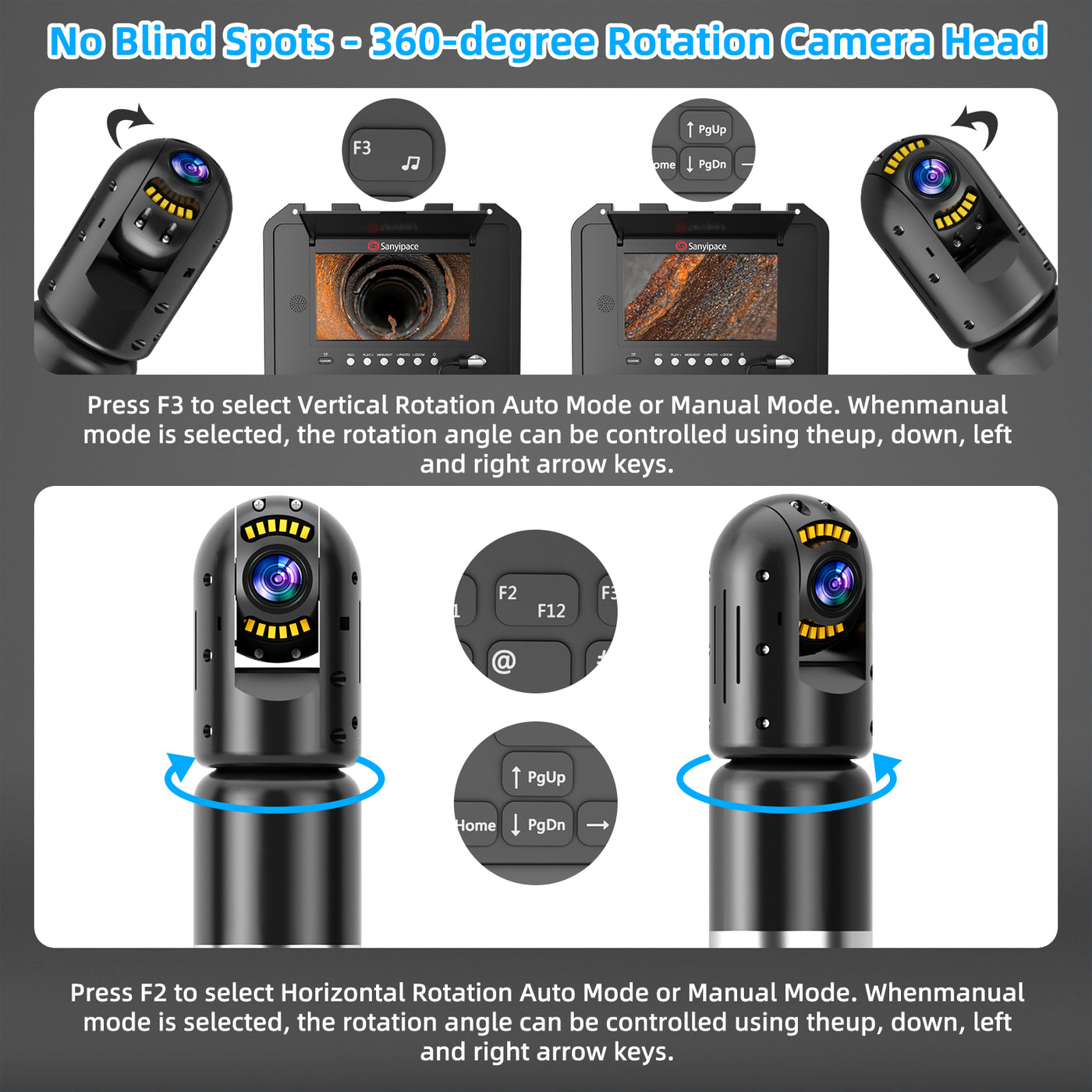 Plumbing Camera 360 Rotating, Sewer Camera Drain Camera with 9mm/11mm Coils  | S870DTKMC50 (Shipped within a week)